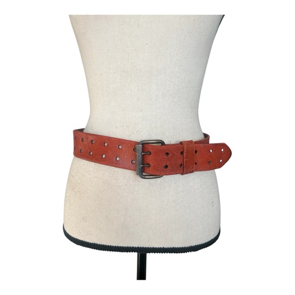 Vintage Red Grommet Leather Belt Size - Picture 5 of 8